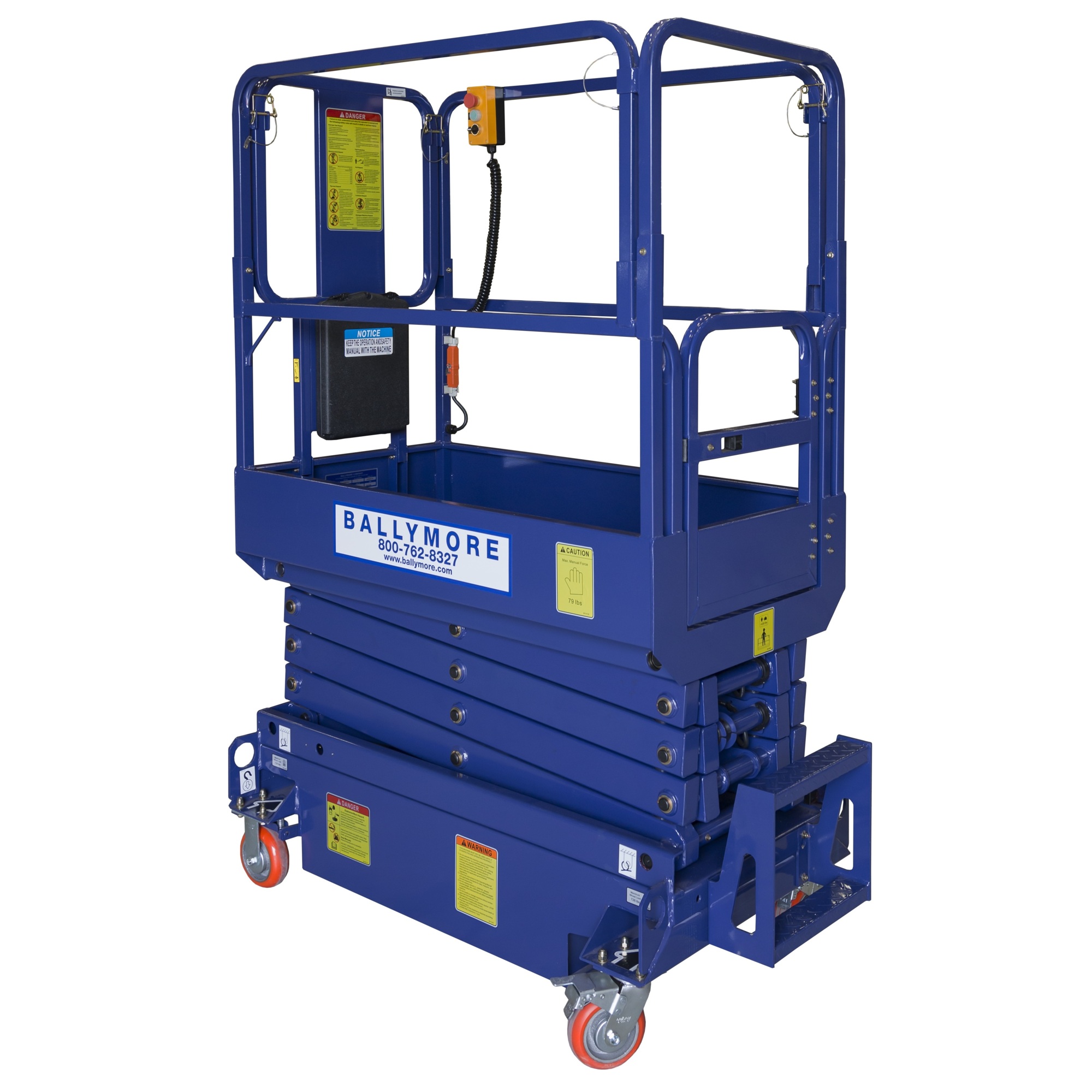 Ballymore, Mini Scissor Lift, Capacity 500 lb, Working Height 16 ft, Platform Height 120 in, Model# MSL-10